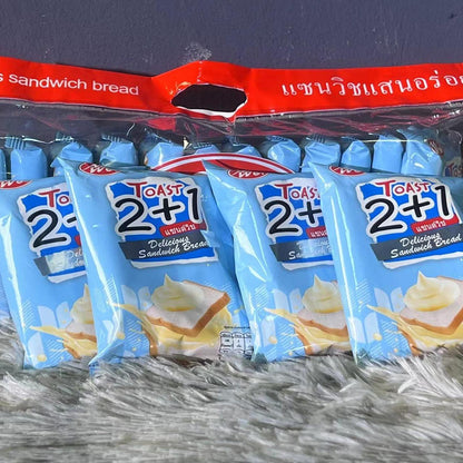 (สินค้าใหม่) ขนมปังแซนวิชไส้นม 1แพ็ค12ชิ้น(ตราเหม่ยเว่ย)แป้งนุ่มอร่อยไส้ครีมนมจำนวนมาก