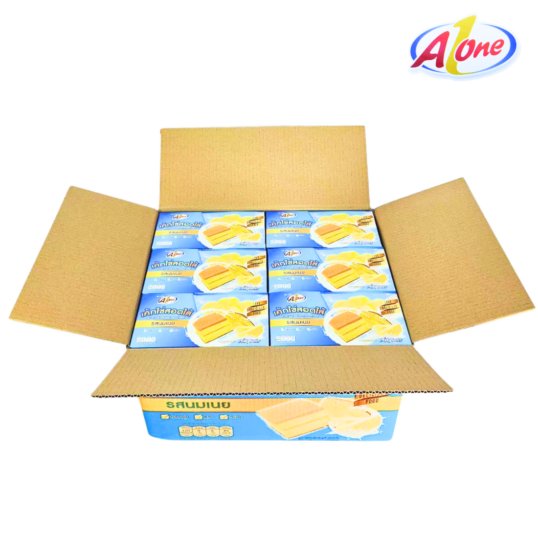 ขนมเค้กไข่สอดไส้รสนมเนยตรา A-One 1 ลังบรรจุ 12 กล่องรวมทั้งหมด 144 ชิ้น! แป้งเค้กนุ่มหอมละมุนไส้นมเนยหวานกำลังดีอร่อยจนต้องลอง! ️เก็บไว้ได้นานถึง 6 เดือน พกพาสะดวกอร่อยได้ทุกที่ทุกเวลา