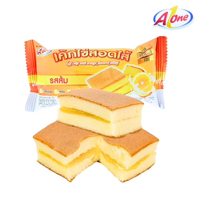 ขนมเค้กไข่สอดไส้รสส้ม ตรา A-One ยกลังสุดคุ้ม! 12 กล่องรวม 144 ชิ้น! แป้งเค้กนุ่มหอมสดชื่น ไส้ส้มรสเปรี้ยวหวานกำลังดีกลมกล่อมคงอยู่ได้นานถึง 6 สัปดาห์