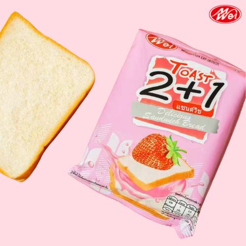 (สินค้าใหม่) ขนมปังแซนด์วิชไส้สตอเบอร์รี่1ลัง12กล่อง(ตราเหม่ยเว่ย)แป้งนุ่มอร่อยไส้ครีมสตอเบอร์รี่