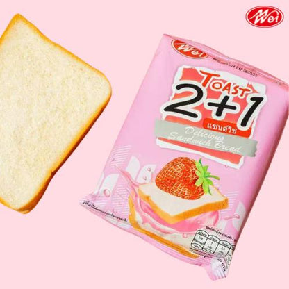 (สินค้าใหม่) ขนมปังแซนด์วิชไส้สตอเบอร์รี่1ลัง12กล่อง(ตราเหม่ยเว่ย)แป้งนุ่มอร่อยไส้ครีมสตอเบอร์รี่