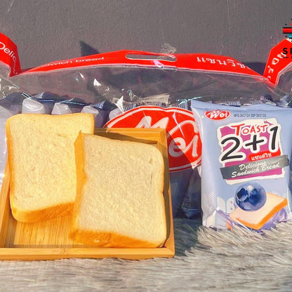 (สินค้าใหม่) ขนมปังแซนด์วิชไส้บลูเบอร์รี่ 1แพ็ค12ชิ้น(ตราเหม่ยเว่ย)แป้งนุ่มอร่อยไส้ครีมบลูเบอร์รี่จำนวนมาก